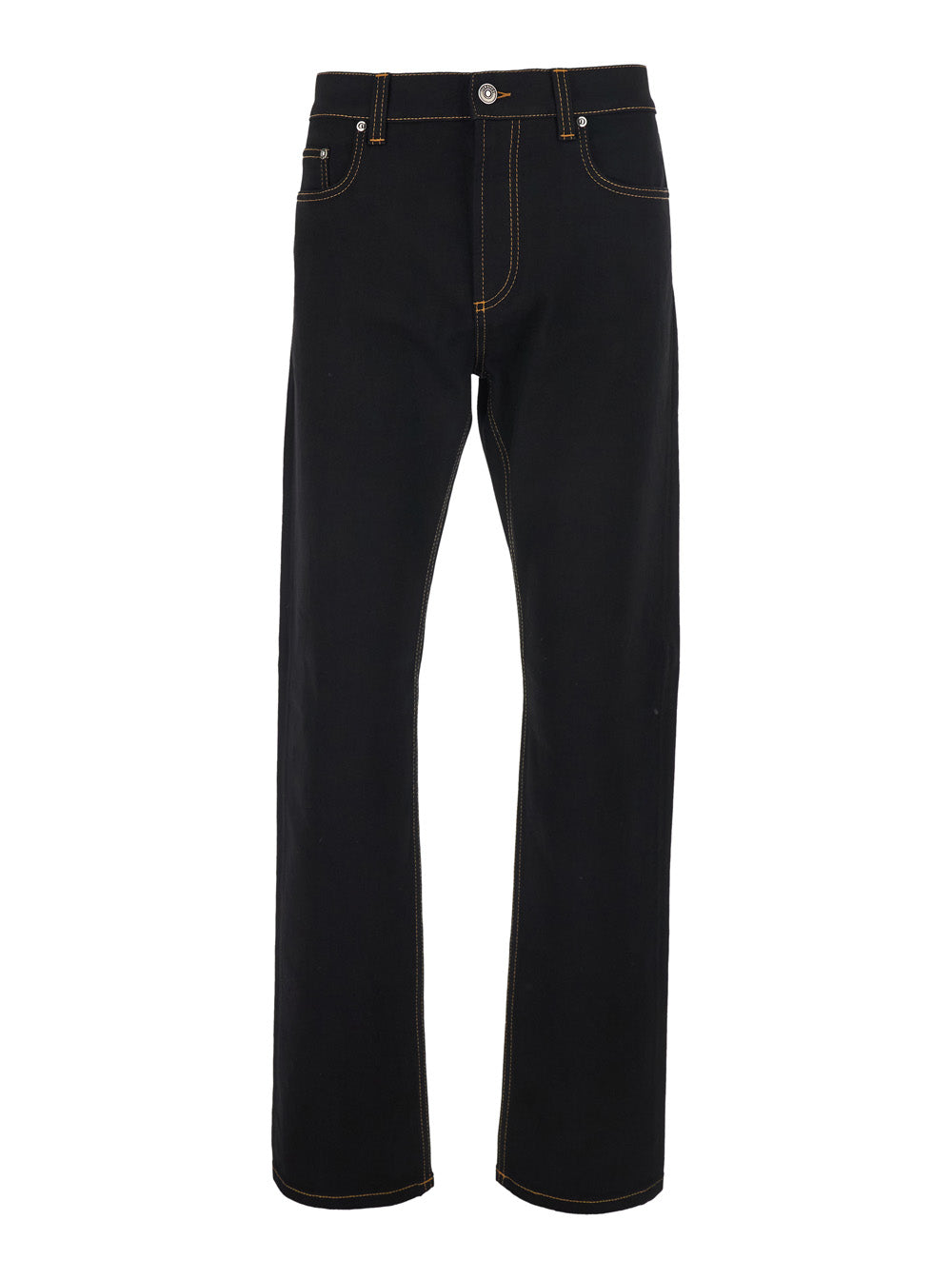 Versace Men Black Jeans With Five-Pocket Design And Logo Patch On The Back In Denim For Men