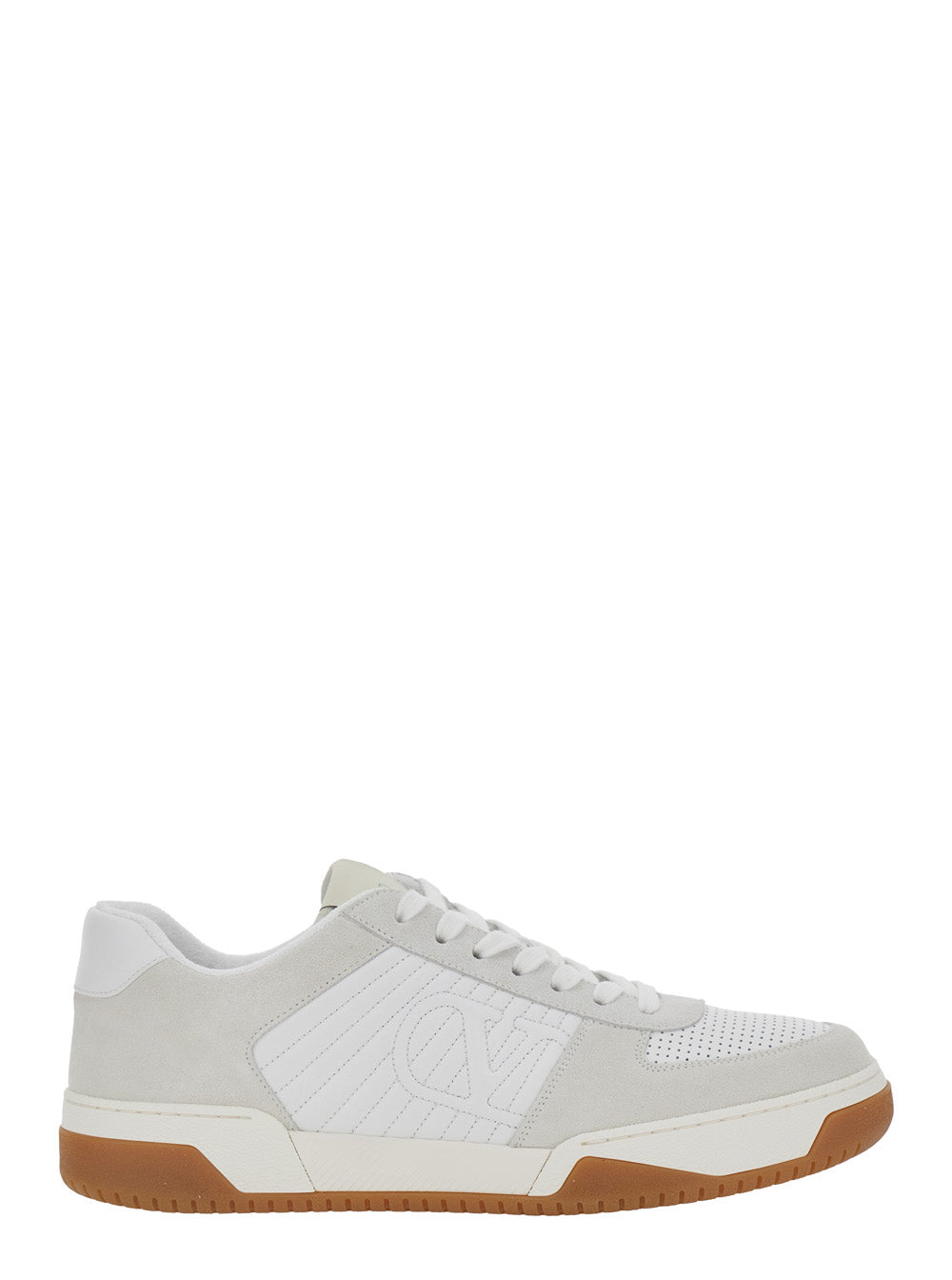 Valentino Garavani Men 'Sparry' White Sneaker With Vlogo On The Side In Leather And Fabric For Men