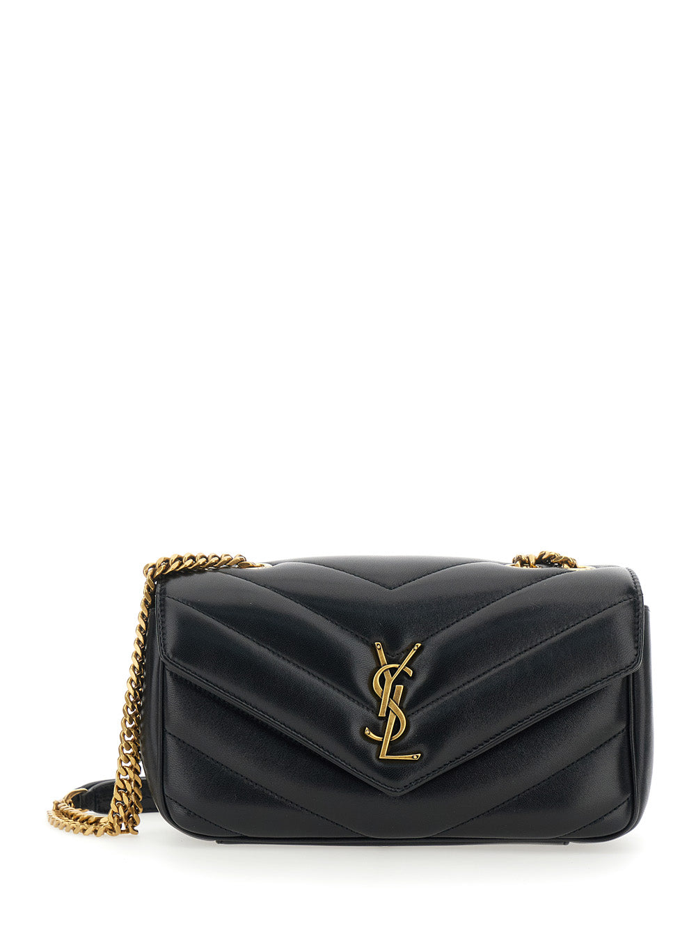 SAINT LAURENT Saint Laurent Women Crossbody Bag 'Loulou' Small With Chain Strap And Cassandre Plate On Front In Black Quilted Leather Woman