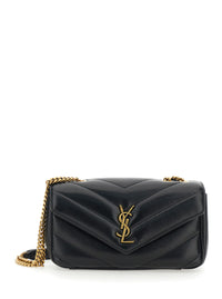 SAINT LAURENT Saint Laurent Women Crossbody Bag 'Loulou' Small With Chain Strap And Cassandre Plate On Front In Black Quilted Leather Woman
