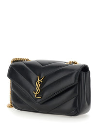 SAINT LAURENT Saint Laurent Women Crossbody Bag 'Loulou' Small With Chain Strap And Cassandre Plate On Front In Black Quilted Leather Woman