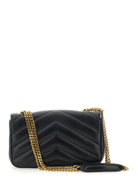 SAINT LAURENT Saint Laurent Women Crossbody Bag 'Loulou' Small With Chain Strap And Cassandre Plate On Front In Black Quilted Leather Woman