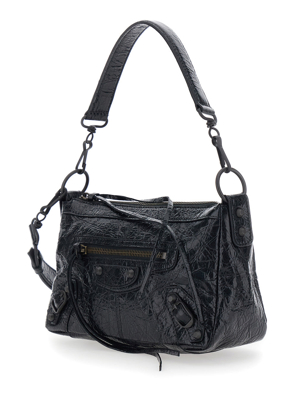 BALENCIAGA Balenciaga Women 'Le City Moto' Black Mini Shoulder Bag With Adjustable And Removable Strap In  Leather For Women