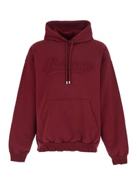 Balenciaga Men Red Hoodie With Drawstring Hood And Logo Lettering On The Front In Cotton For Men