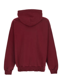 Balenciaga Men Red Hoodie With Drawstring Hood And Logo Lettering On The Front In Cotton For Men