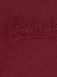 Balenciaga Men Red Hoodie With Drawstring Hood And Logo Lettering On The Front In Cotton For Men