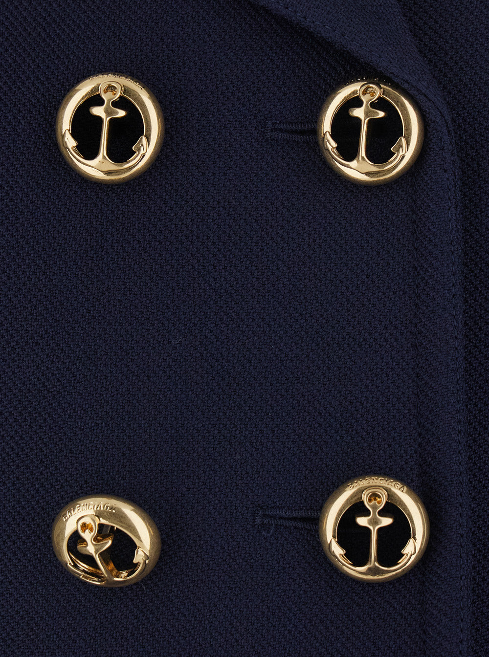 Balenciaga Women Blue Cropped Jacket With Wide Notched Revers And Halfbelt In Wool For Women