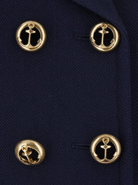 Balenciaga Women Blue Cropped Jacket With Wide Notched Revers And Halfbelt In Wool For Women