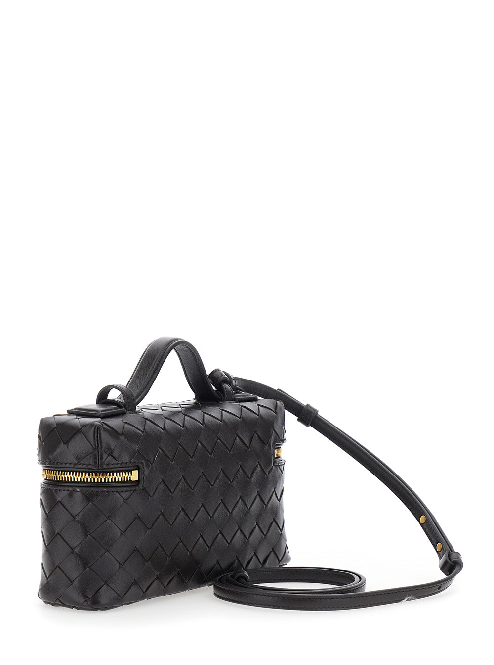 BOTTEGA VENETA Bottega Veneta Women 'Bang Bang' Black Crossbody Bag With Adjustable And Removable Strap And Intreccio Motif In Suede For Women