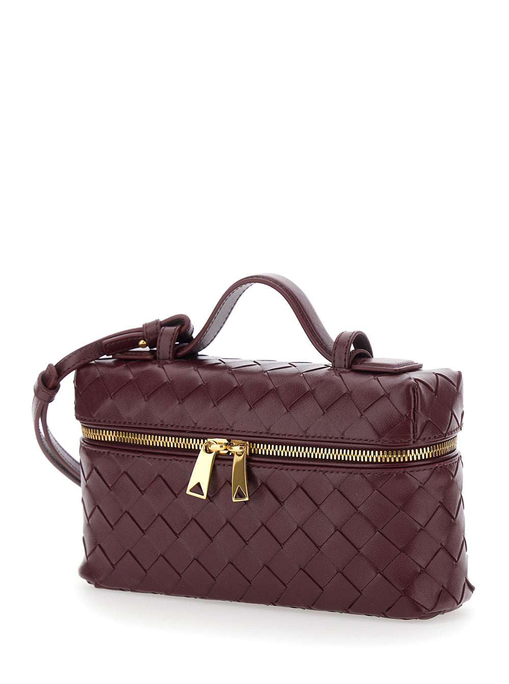 BOTTEGA VENETA Bottega Veneta Women 'Bang Bang' Bordeaux Crossbody Bag With Adjustable And Removable Strap And Intreccio Motif In Suede For Women