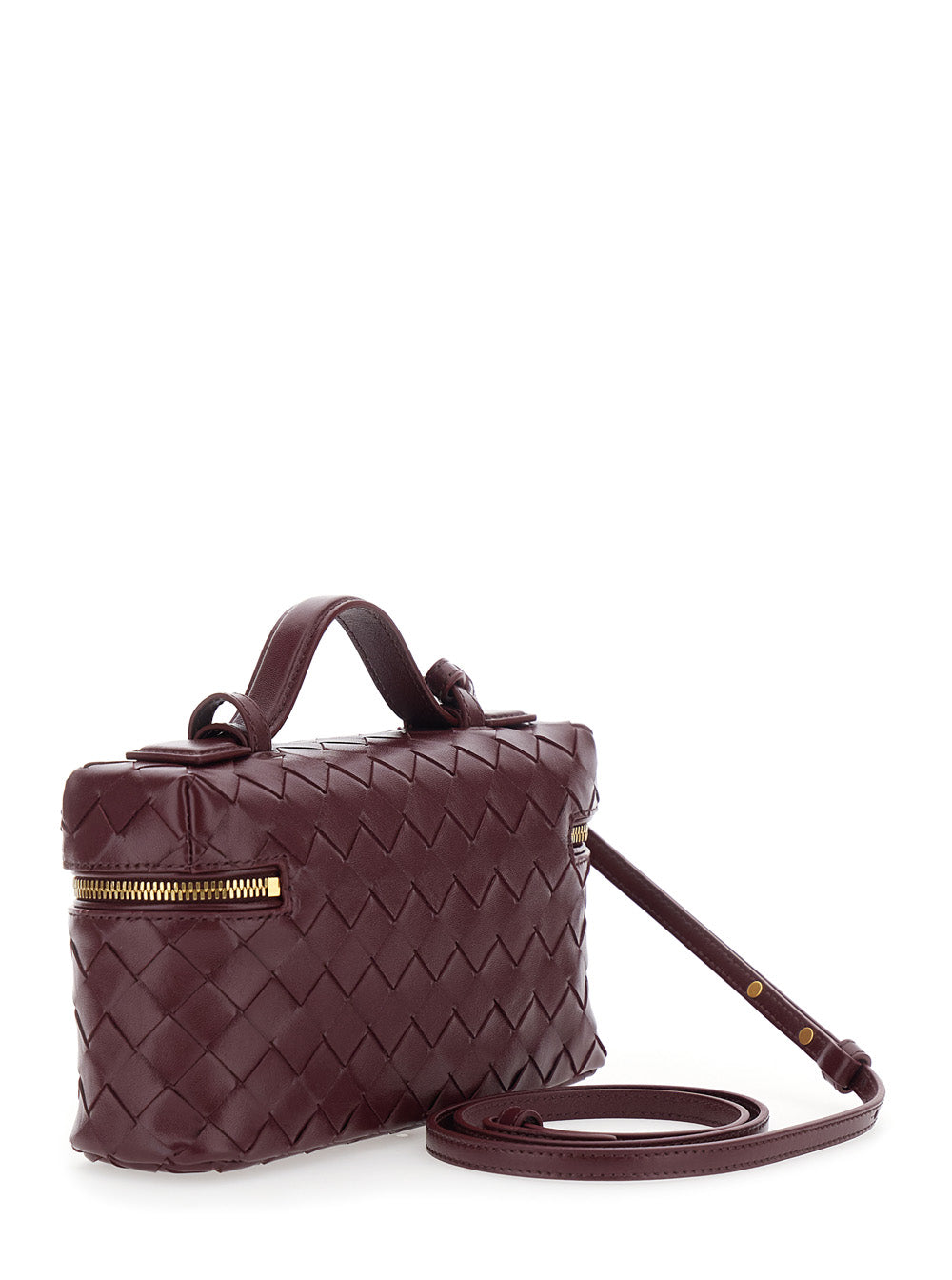 BOTTEGA VENETA Bottega Veneta Women 'Bang Bang' Bordeaux Crossbody Bag With Adjustable And Removable Strap And Intreccio Motif In Suede For Women