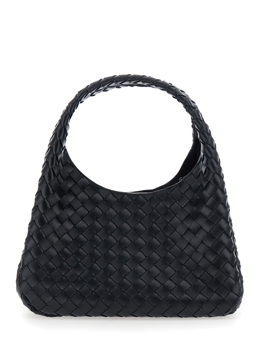 BOTTEGA VENETA Bottega Veneta Women 'Campana' Black Shoulder Bag With Intreccio Motif In Leather For Women