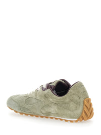 Bottega Veneta Women 'Orbit' Khaki Sneakers With Logo Lettering On The Back In Suede For Women