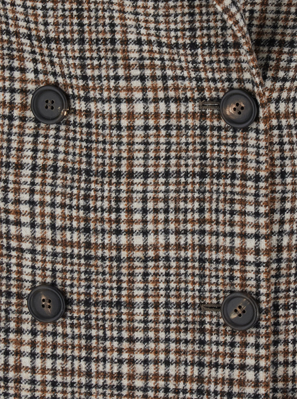 Brunello Cucinelli Women Beige Double-Breasted Jacket With Peak Revers And All-Over Check Motif In Wool For Women