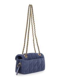 COACH Coach Women Blue Crossbody Bag With Chain Handles And Logo Plate On The Front In Suede For Women