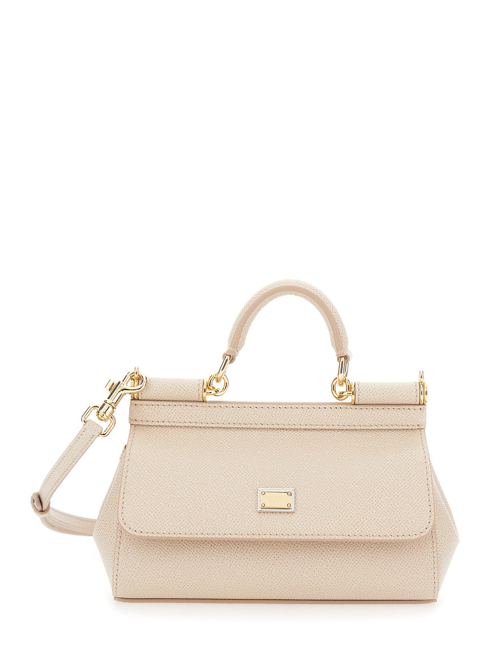 DOLCE & GABBANA Dolce & Gabbana Women 'Sicily' Pink Handbag With Adjustable And Removable Shoulder Strap And Logo Plate On The Front In Leather For Women