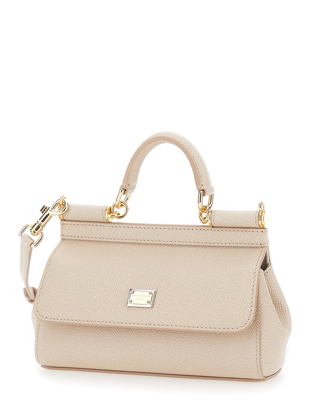 DOLCE & GABBANA Dolce & Gabbana Women 'Sicily' Pink Handbag With Adjustable And Removable Shoulder Strap And Logo Plate On The Front In Leather For Women