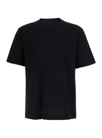 Fendi Men Black Crew Neck T-Shirt With All-Over Ff Motif In Cotton For Men