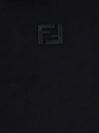 Fendi Men Black Hoodie With Fixed Hood And Ff Embroidery On The Front In Cotton For Men