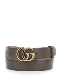 Gucci Women Brown Belt With Gg Plate On The Front In Leather For Women