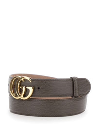 Gucci Women Brown Belt With Gg Plate On The Front In Leather For Women