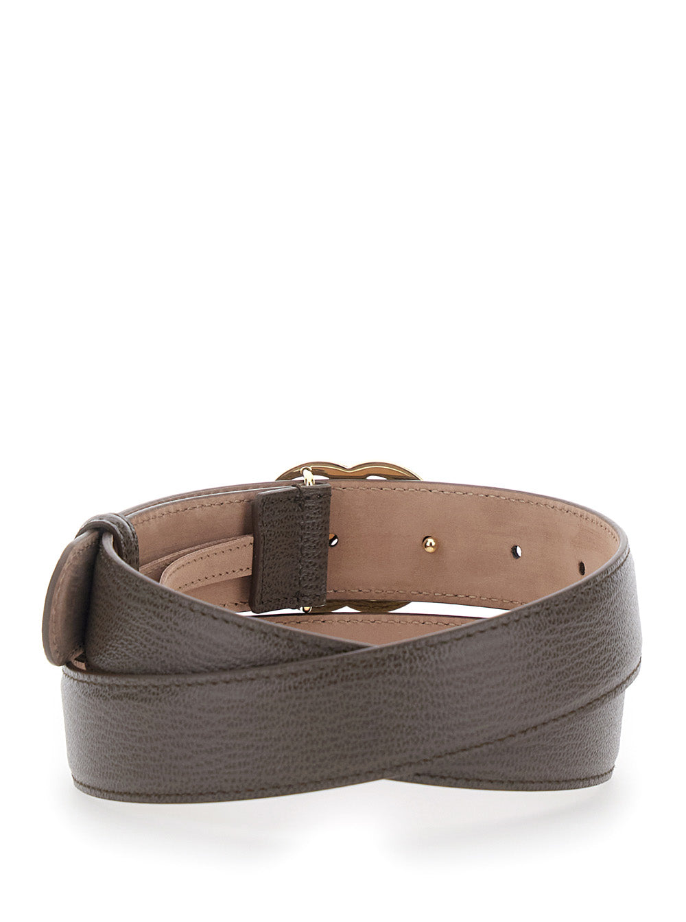 Gucci Women Brown Belt With Gg Plate On The Front In Leather For Women