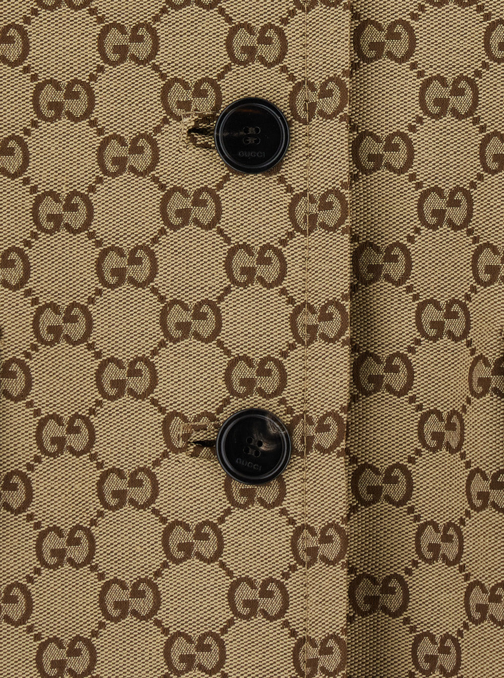 Gucci Women Beige Coat With Pointed Collar In Gg Canvas For Women