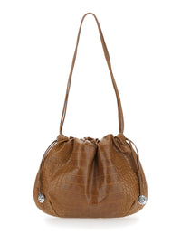 LIFFNER Liffner Women Brown Clutch With Charm And Drawstring Closure In Leather For Women