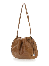 LIFFNER Liffner Women Brown Clutch With Charm And Drawstring Closure In Leather For Women