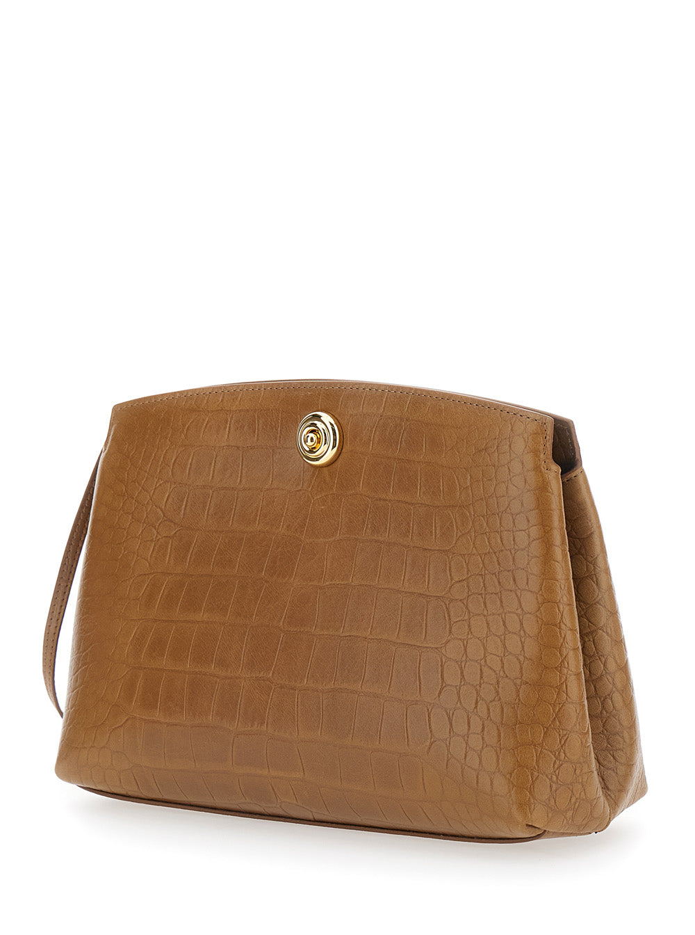 Liffner Women Brown Clutch With Adjustable Shoulder Strap And Automatic Button Closure In Suede For Women
