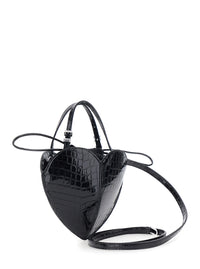 ROTATE Rotate Women Black Handbag With Heart Silhouette And Embossed Crocodile Effect In Patent Leather For Women