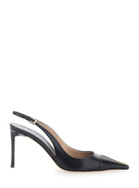 Tom Ford Women Black Slingback Pumps With High Heel And T Plate On The Front In Leather For Women