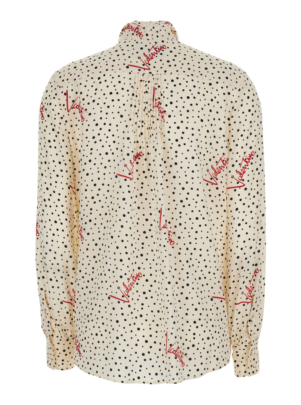 Valentino Women White Blouse With Bow Detail On The Front And All-Over Polka Dot Motif With Logo In Silk For Women