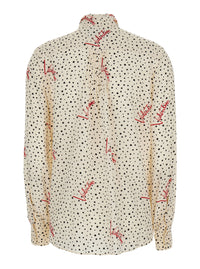 Valentino Women White Blouse With Bow Detail On The Front And All-Over Polka Dot Motif With Logo In Silk For Women