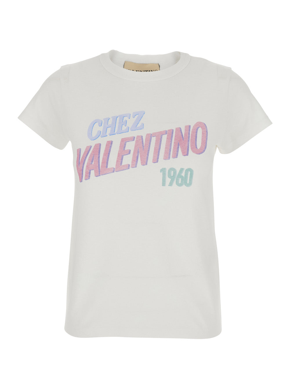 VALENTINO Valentino Women White Crew Neck T-Shirt With Maxi Logo Lettering On The Front In Cotton For Women