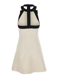 Valentino Women White Mini Sleeveless Dress With Halterneck In Wool And Silk Blend For Women