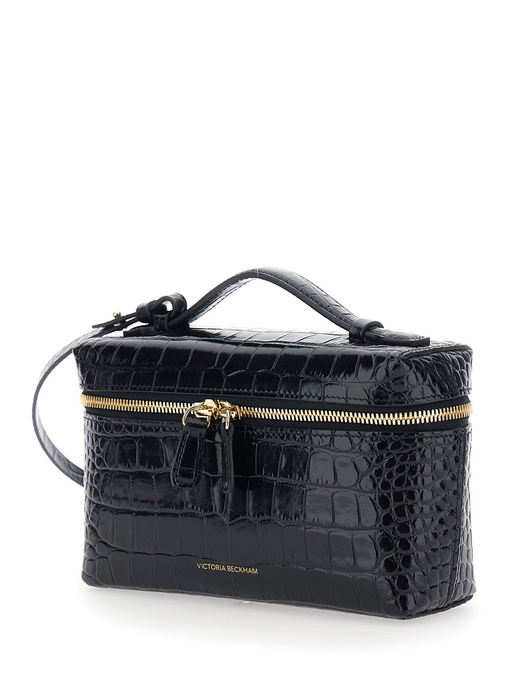 Victoria Beckham Women Black Crossbody Bag With Logo Lettering On The Front And Adjustable And Removable Strap In Leather For Women