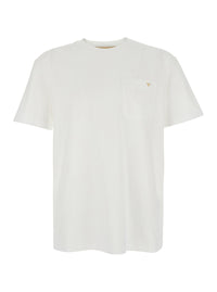 Valentino Men White T-Shirt With Pocket With Metallic Vlogo In Cotton For Men