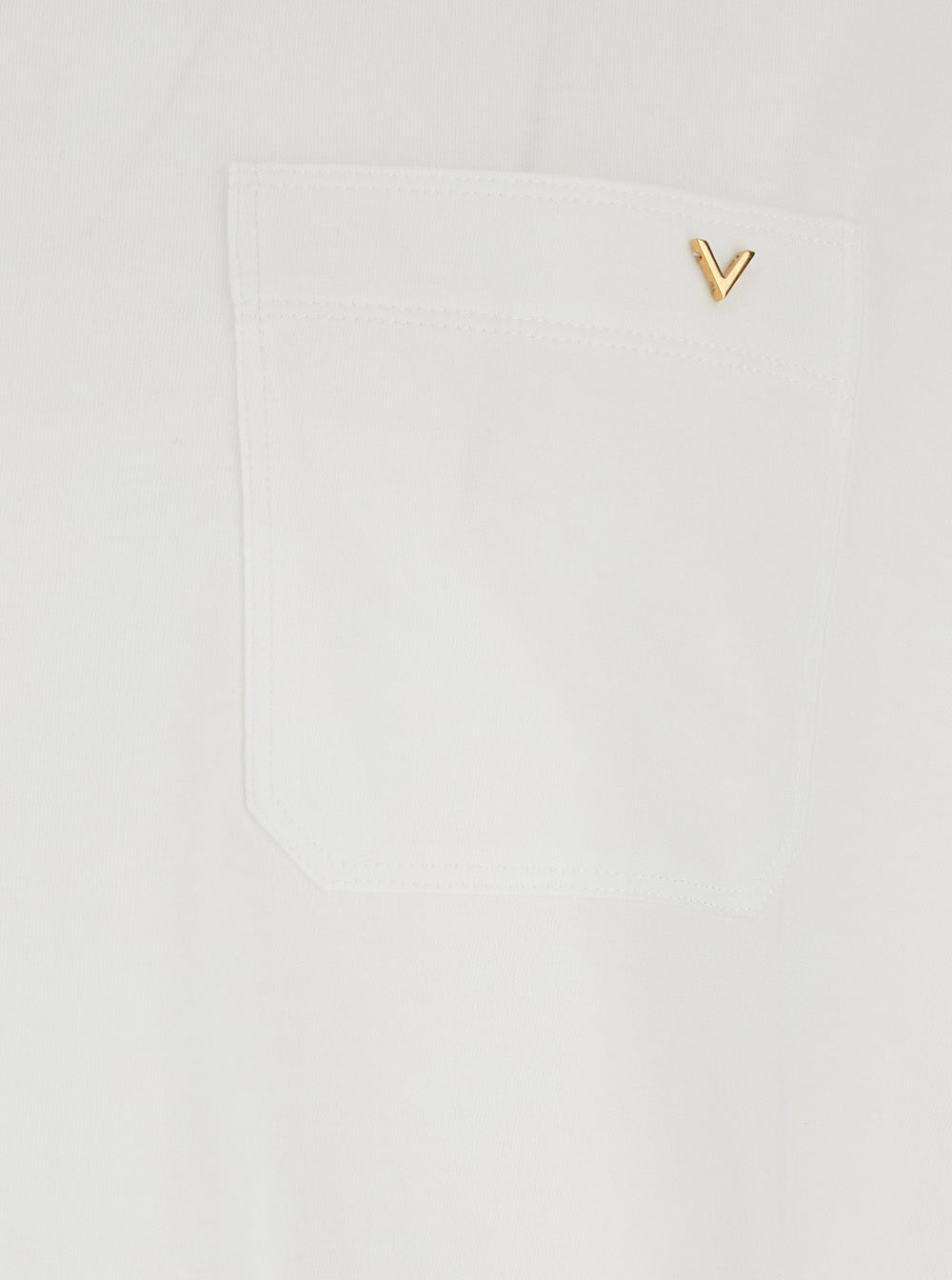 Valentino Men White T-Shirt With Pocket With Metallic Vlogo In Cotton For Men