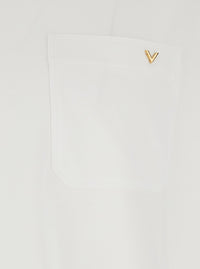 Valentino Men White T-Shirt With Pocket With Metallic Vlogo In Cotton For Men