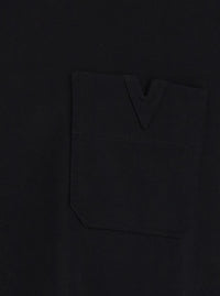 Valentino Men Black T-Shirt With Pocket With Metallic Vlogo In Cotton For Men