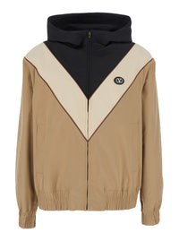 Valentino Men Beige Jacket With Vlogo Patch On The Front In Tech Fabric For Man