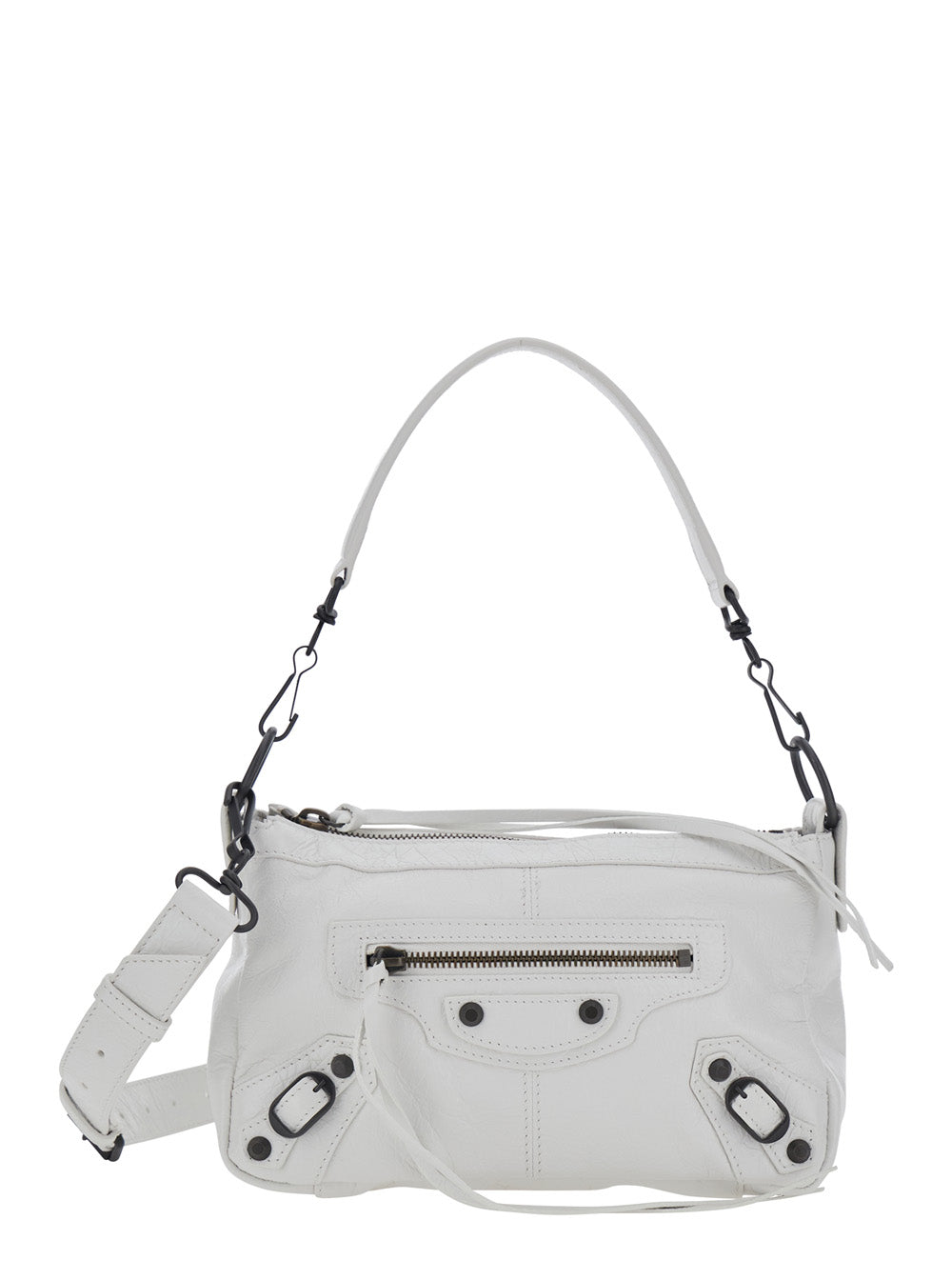 BALENCIAGA Balenciaga Women 'Le City Moto' White Mini Shoulder Bag With Adjustable And Removable Strap In Leather For Women