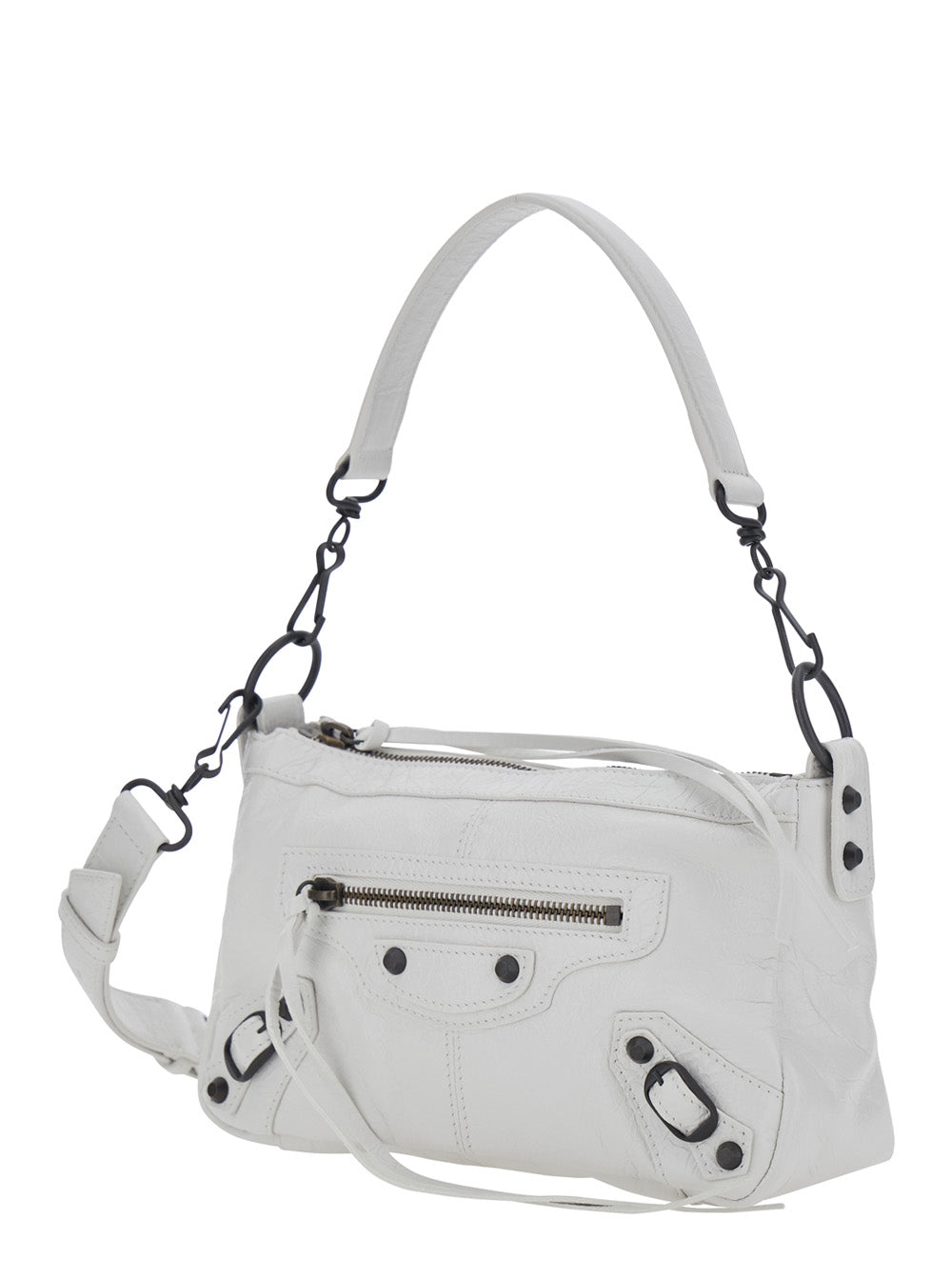 BALENCIAGA Balenciaga Women 'Le City Moto' White Mini Shoulder Bag With Adjustable And Removable Strap In Leather For Women
