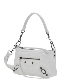 BALENCIAGA Balenciaga Women 'Le City Moto' White Mini Shoulder Bag With Adjustable And Removable Strap In Leather For Women