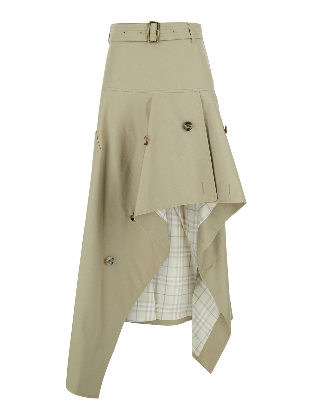 Burberry Women 'Heather' Beige Skirt With Asymmetrical Design And Lining With Check Motif In Cotton For Women