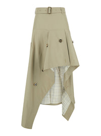 Burberry Women 'Heather' Beige Skirt With Asymmetrical Design And Lining With Check Motif In Cotton For Women