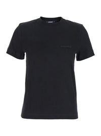 Jacquemus Women Le Tshirt Gros Grain Mc Is A Unisex Black Cotton T-Shirt With Short Sleeves