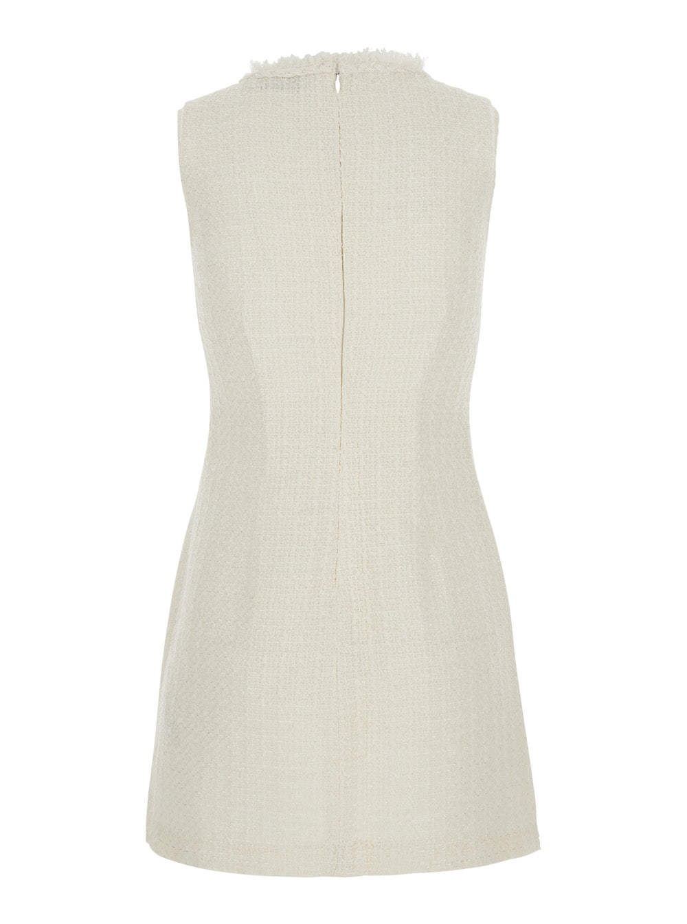 Self-Portrait Women White Sleeveless Mini Dress With V-Neck And Jewel Buttons In Tech Fabric For Women