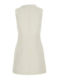 Self-Portrait Women White Sleeveless Mini Dress With V-Neck And Jewel Buttons In Tech Fabric For Women